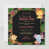 ベイビー ワイルド ワン ジャングル アニマル 招待状 (正面)