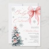 ベイビー 外は寒いよ ウィンターガール ベイビーシャワー 招待状 (正面)