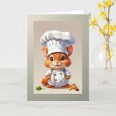 ベイビー squirrel キッチン Illustration 空白 グリーティング カード (黄色い花)