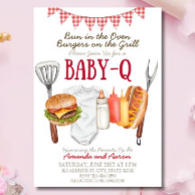 ベイビーQ ベイビーシャワー インビテーション テンプレート、BBQ ベイビー