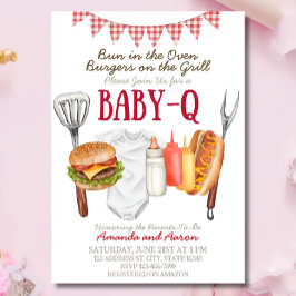 ベイビーQ ベイビーシャワー インビテーション テンプレート、BBQ ベイビー