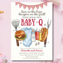 ベイビーQ ベイビーシャワー インビテーション テンプレート、BBQ ベイビー