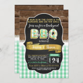 ベイビーQ ベビーシャワー 招待状 - 緑/金 (正面/裏面)