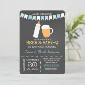 ベイビーQ BBQ ビアシャワー 招待状 (ブルーバック) (スタンド正面)