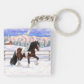 ベイピントジプシー荷車を引くヴァンナーホース雪 キーホルダー (裏面)