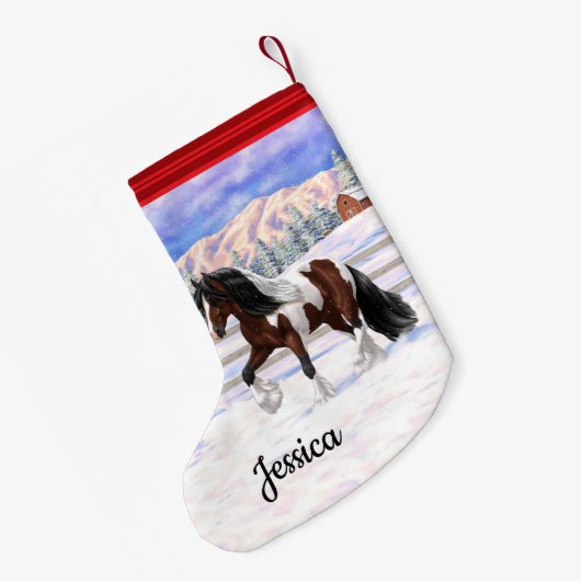 ベイピントブラウンスケウバルジプシーバンナーティンカーホース スモールクリスマスストッキング (裏面 (吊り時))