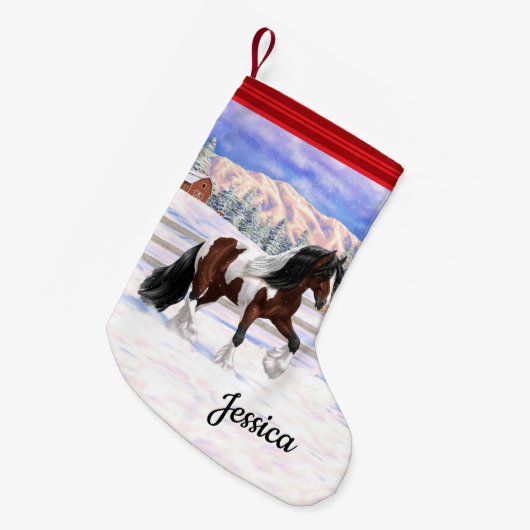 ベイピントブラウンスケウバルジプシーバンナーティンカーホース スモールクリスマスストッキング (正面 (吊り時))