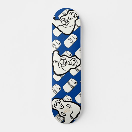 ベイブオンスケイト – コピー&ペースト – シリーズ サル&缶ビール スケートボード デッキ (正面)