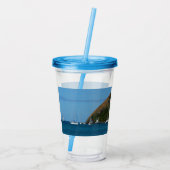 ベイホワイトとブルーの帆船航海の アクリルタンブラー (裏面)