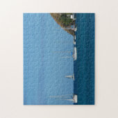 ベイホワイトとブルーの帆船航海の ジグソーパズル (縦)