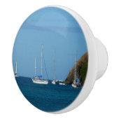 ベイホワイトとブルーの帆船航海の セラミックノブ (右)