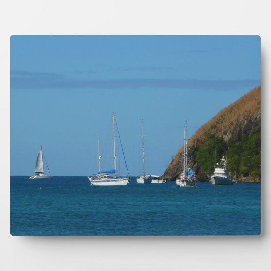 ベイホワイトとブルーの帆船航海の フォトプラーク (正面)