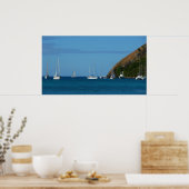 ベイホワイトとブルーの帆船航海の ポスター (キッチン)