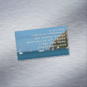 ベイホワイトとブルーの帆船航海の マグネット名刺 (インサイチュ)