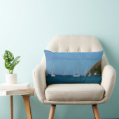 ベイホワイトとブルーの帆船航海の ランバークッション (椅子)