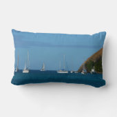 ベイホワイトとブルーの帆船航海の ランバークッション (裏面)