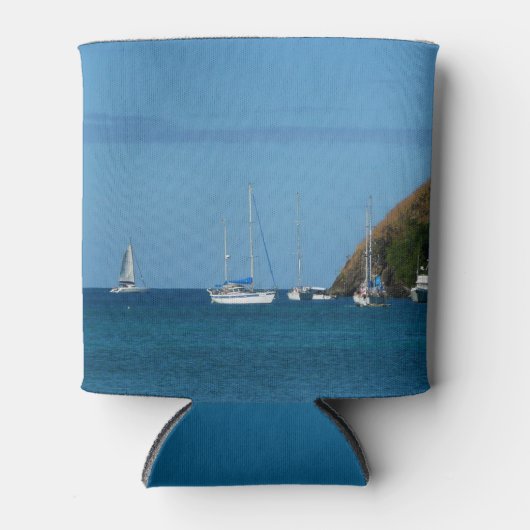 ベイホワイトとブルーの帆船航海の 缶クーラー (正面)