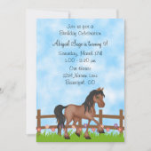 ベイホースかわいらしアンドフラワーズ誕生日招待状 招待状 (正面)