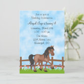 ベイホースかわいらしアンドフラワーズ誕生日招待状 招待状 (スタンド正面)