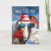 ベイホース荷車を引くマーレおもしろいイクリスマス シーズンカード (正面)