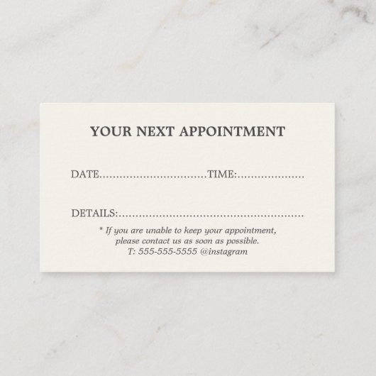 ベイミニマルスタイリッシュググレーアポイントメントカード 名刺 (裏面)