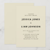 ベイモダンジエレガント&ブラックミニマル結婚リスト 招待状 (正面/裏面)