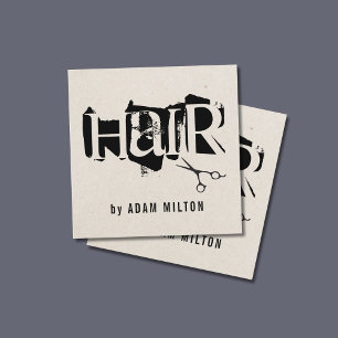 ベイユニークジモダンュブラックハサミ美容師 スクエア名刺