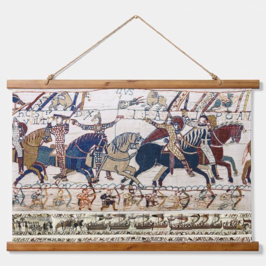 ベイユースタペストリー1066ノルマン騎士と射手 吊り下げ型タペストリー (正面)