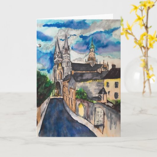 ベイユー大聖堂フランスグリーティ空白のングカード カード (黄色い花)