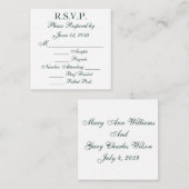 ベイラーグリーンとホワイトの返信カード エンクロージャーカード (正面/裏面)