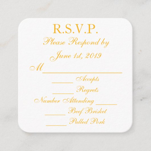 ベイラー ゴールド＆ホワイト 返信ハガキ エンクロージャーカード (正面)