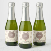 ベイリーかわいいブラウンテディベアかわいい男の子の赤ちゃんシャワー スパークリングワインラベル (ボトル)