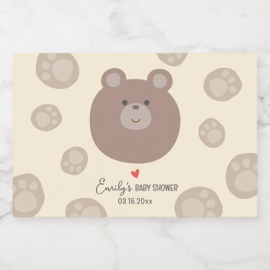 ベイリーかわいいブラウンテディベアかわいい男の子の赤ちゃんシャワー スパークリングワインラベル (シングルラベル)