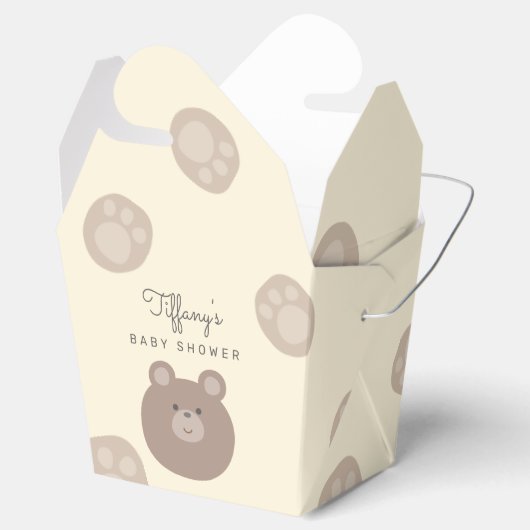 ベイリーかわいいブラウンテディベアかわいい男の子の赤ちゃんシャワー フェイバーボックス (オープン)
