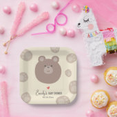 ベイリーかわいいブラウンテディベアかわいい男の子の赤ちゃんシャワー ペーパープレート (パーティー)