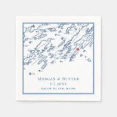 ベイリーアイランドメーンカスコベイマップネイビー結婚ズ スタンダードカクテルナプキン (正面)