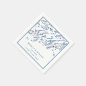 ベイリーアイランドメーンカスコベイマップネイビー結婚ズ スタンダードカクテルナプキン (角)