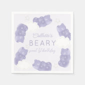 ベイリースイートパープルグミベア誕生日 スタンダードカクテルナプキン (正面)