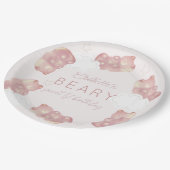 ベイリースイートピンクグミベアーガール誕生日 ペーパープレート (アングル)