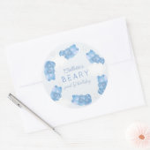 ベイリースイートブルーグミベアーボーイ誕生日 ラウンドシール (封筒)