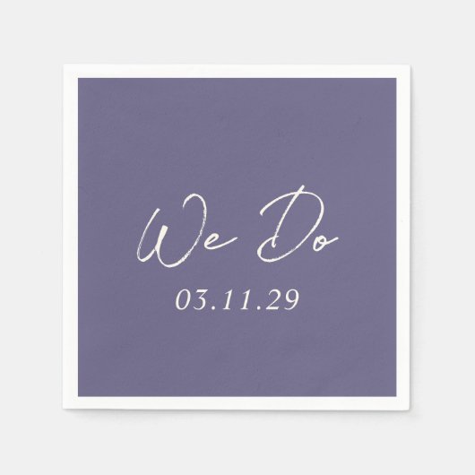 ベイリーダスティパープルモダン結婚ズ スタンダードカクテルナプキン (正面)