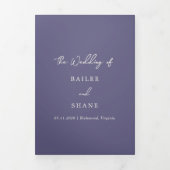 ベイリーダスティパープルモダン結婚ズ 三つ折り招待状 (カバー)
