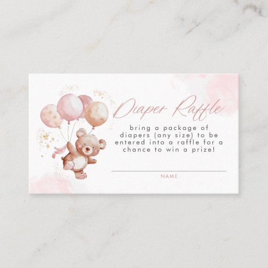 ベイリーピンクbearly待ちテディベアおむつラッフル 名刺 (正面)