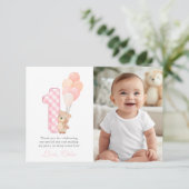 ベイリーファーストテディベアガールバースデーパーティー サンキューカード (スタンド正面)