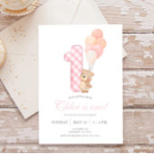 ベイリーファーストテディベアガールバースデーパーティー 招待状