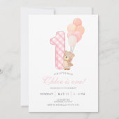 ベイリーファーストテディベアガールバースデーパーティー 招待状 (正面)