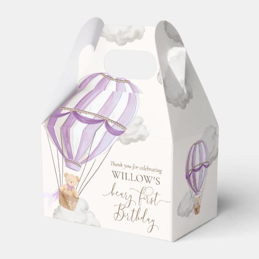 ベイリーファーストテディベアホットエアバルーン誕生日 フェイバーボックス (正面サイド)