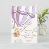 ベイリーファーストテディベアホットエアバルーン誕生日 招待状 (スタンド正面)