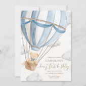 ベイリーファーストテディベアホットエアバルーン誕生日 招待状 (正面)
