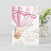 ベイリーファーストテディベアホットエアバルーン誕生日 招待状 (スタンド正面)